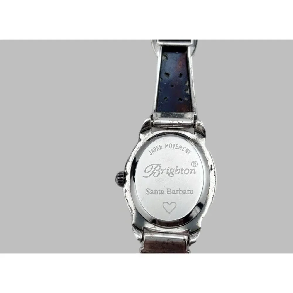 Brighton Santa Barbara Watch Silver tone Brown Leather Band New Battery